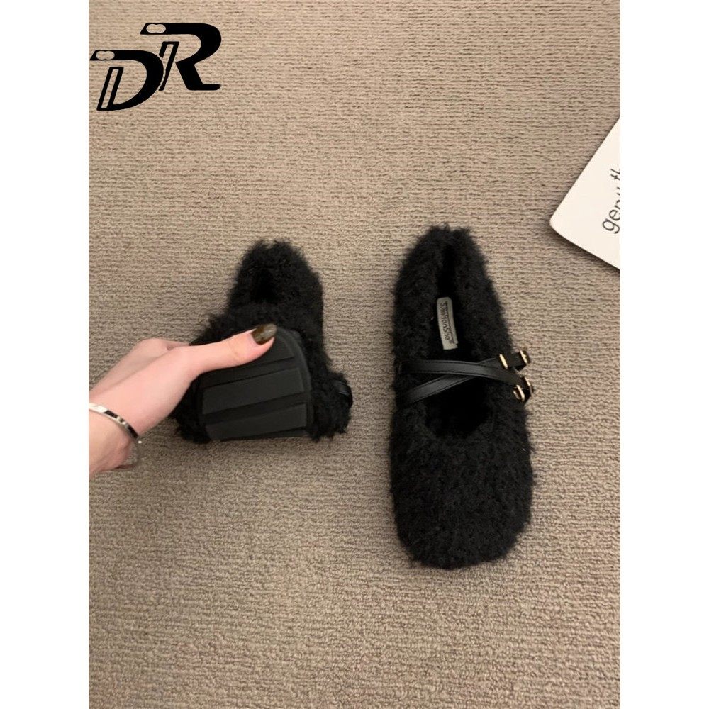 DR玛丽珍毛毛鞋女秋冬外穿2025新款孕妇软底羊羔绒豆豆鞋加绒瓢鞋,女鞋,浅口单鞋,淘宝优惠券,粉丝福利购,淘宝优惠卷