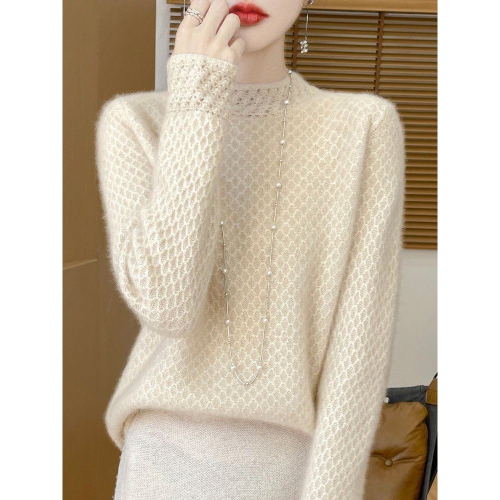 潮牌CVY100%纯羊毛打底衫女士2025秋冬新款内搭洋气大码针织毛衣,女装/女士精品,毛针织衫,淘宝优惠券,粉丝福利购,淘宝优惠卷