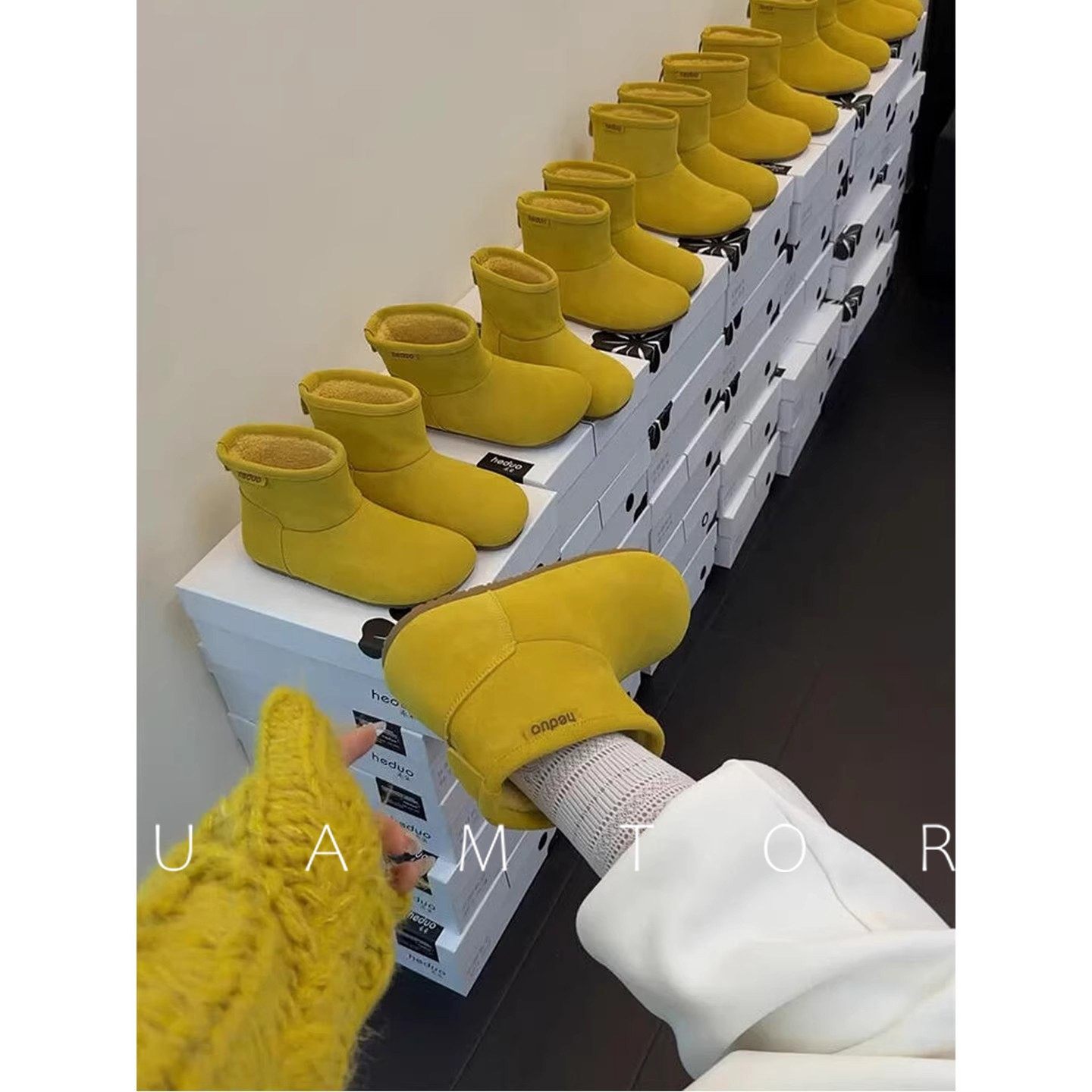 法国Uamtor勃肯短靴女生2025冬季皮毛一体雪地靴加绒保暖毛毛棉鞋,女鞋,时尚雪地靴,淘宝优惠券,粉丝福利购,淘宝优惠卷