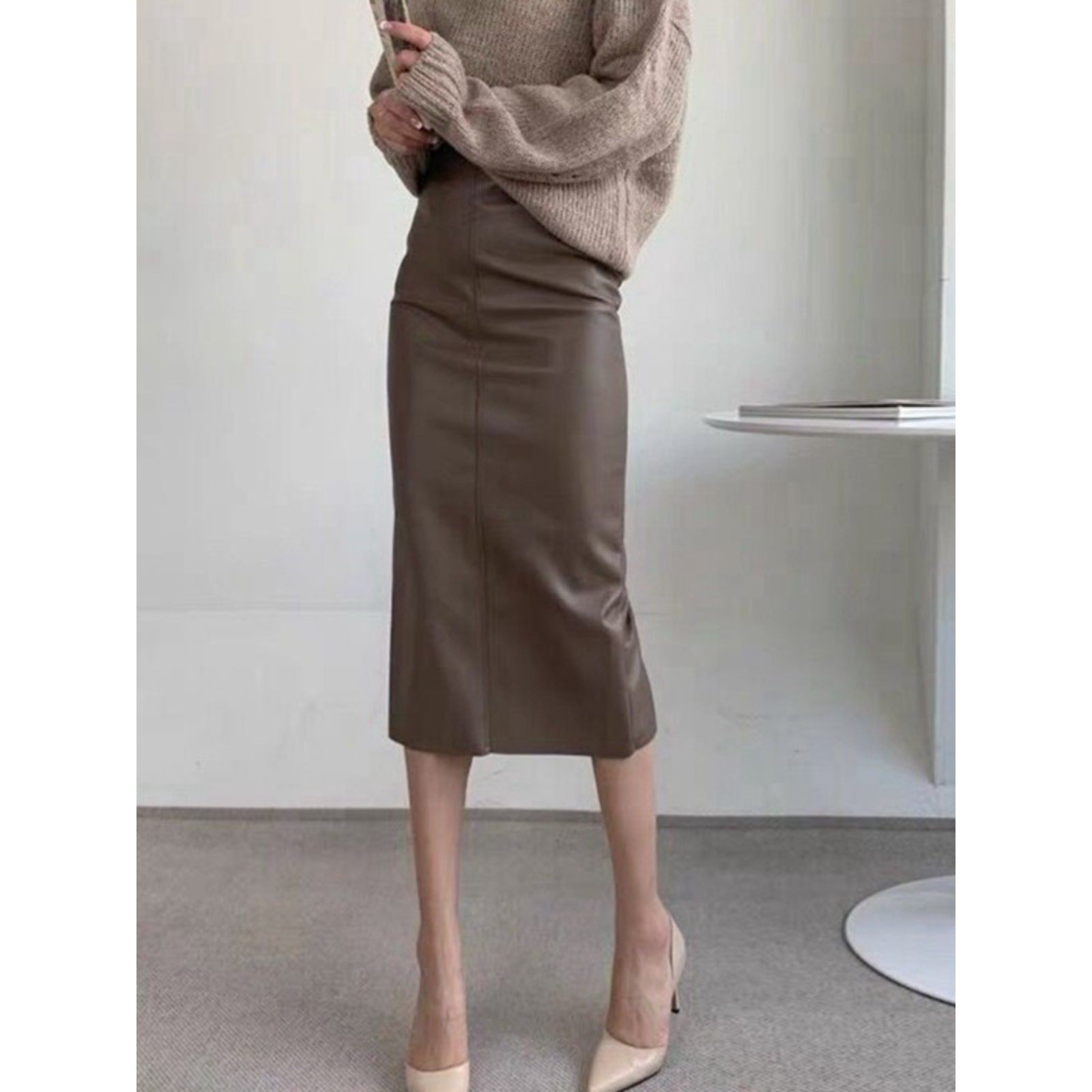 海宁真皮包臀裙中长款过膝高腰长裙绵羊皮气质女半身裙百搭美拉德,女装/女士精品,半身裙,淘宝优惠券,粉丝福利购,淘宝优惠卷