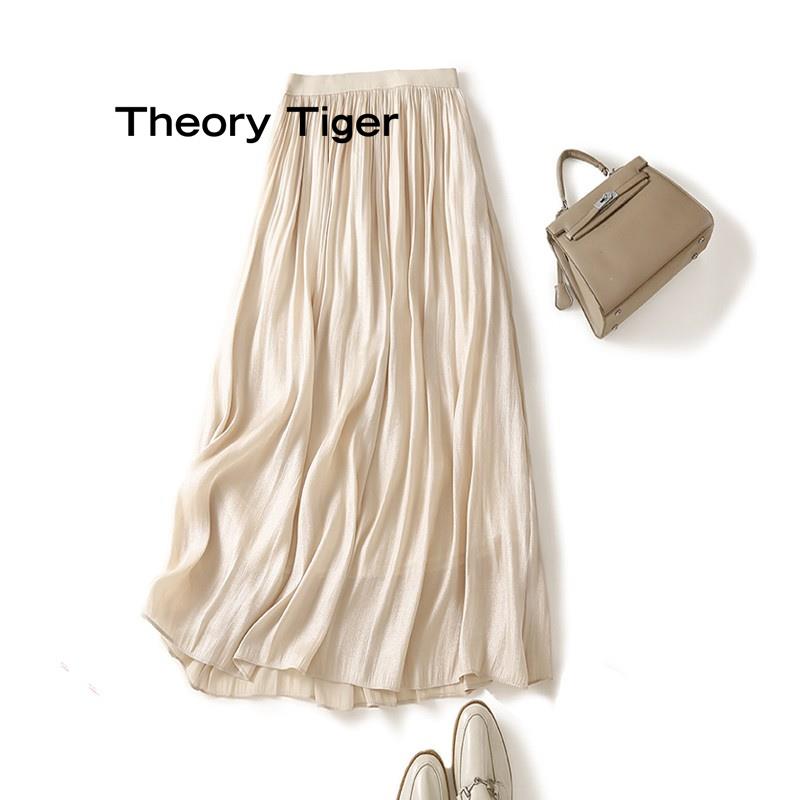 Theory Tiger2025夏季新款中长款真丝半身裙女高级感桑蚕丝纱裙女