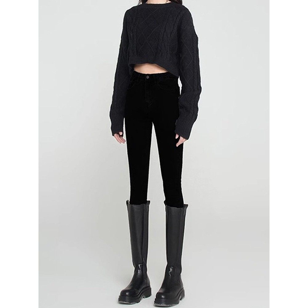 Michael Keble 黑色紧身牛仔裤女秋冬新款百搭高腰显瘦加厚铅笔裤,女装/女士精品,大码裤装,淘宝优惠券,粉丝福利购,淘宝优惠卷