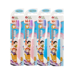 送双莲儿童草莓牙膏泰国进口螺旋高密度软毛卡通儿童牙刷3-12岁