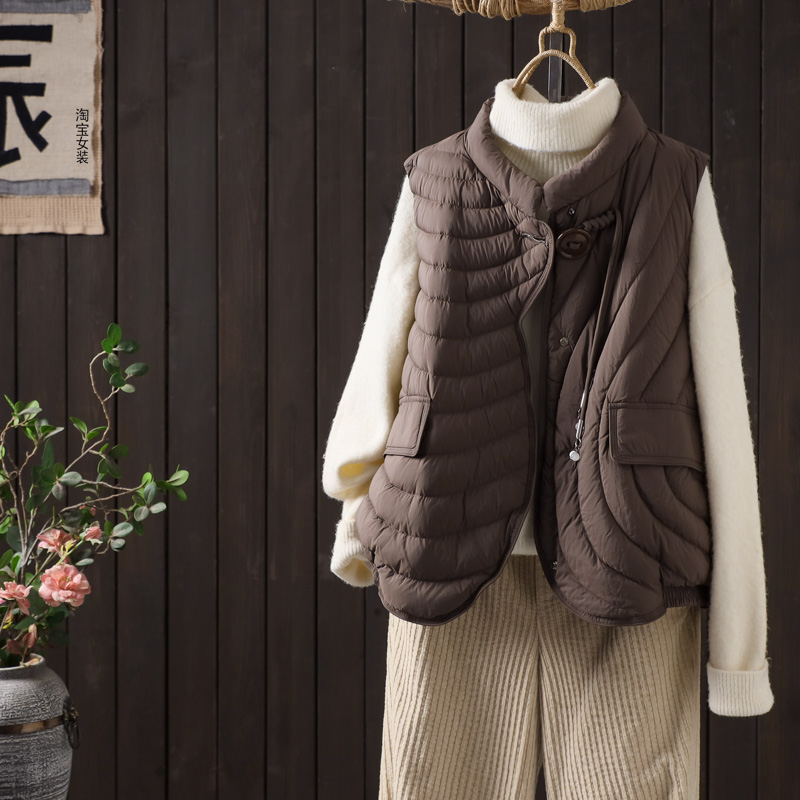90白鸭绒短款羽绒服马甲女秋冬季