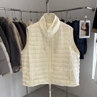 90鹅绒羽绒服马甲短款女2026冬季新款时尚宽松打皱背心外穿短外套