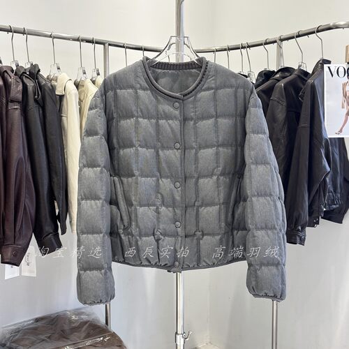 菱格针织休闲圆领羽绒服蓬松保暖