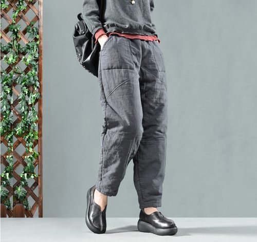 松紧腰加厚显瘦保暖棉裤秋冬新款