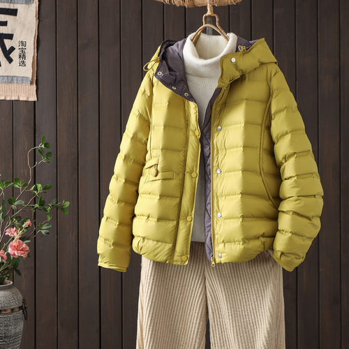 小个子轻薄连帽羽绒服女短款百搭