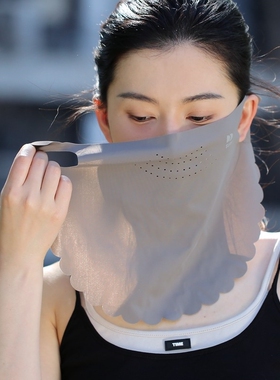 冰丝夏天防晒面罩女夏全脸花边骑行护颈遮脖子骑行车脸罩口罩