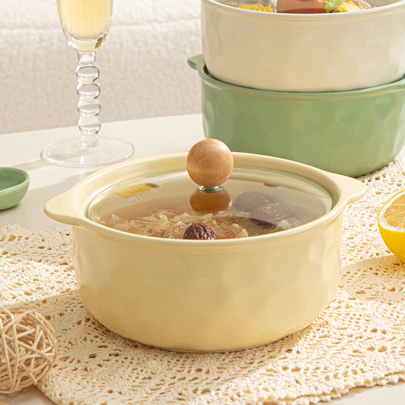 双耳碗陶瓷吃泡面专用碗带盖碗宿舍用学生大汤碗家用一人食大容量