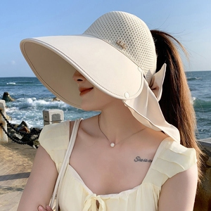 披肩防晒帽大檐遮阳女2025新款户外出游登山骑车空顶太阳帽