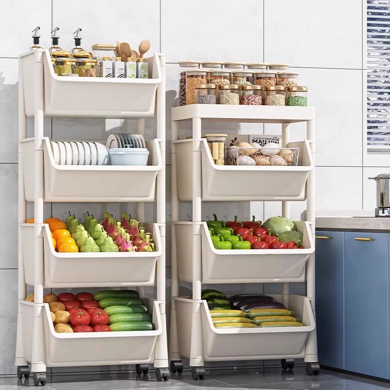 水果篮置物架多功能放落地多层可移动小推车水果篮子储物收纳架