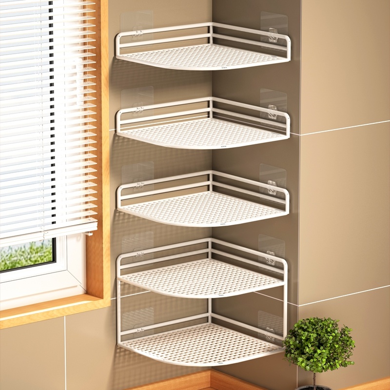 厨房墙角悬空置物架壁挂式转角分层放锅架子多功能拐角三角锅架子