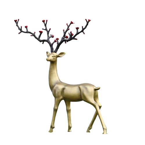 仿铜梅花鹿雕塑户外白鹿玻璃钢抽象模型园林景观大型仿真动物摆件