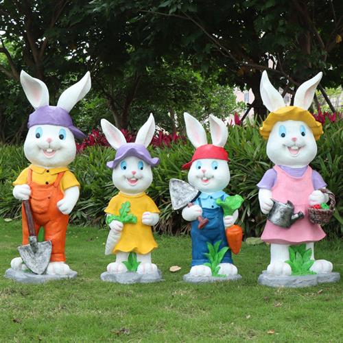 玻璃钢卡通大兔子雕塑摆件大号落地树脂仿真动物模型庭院景观装饰