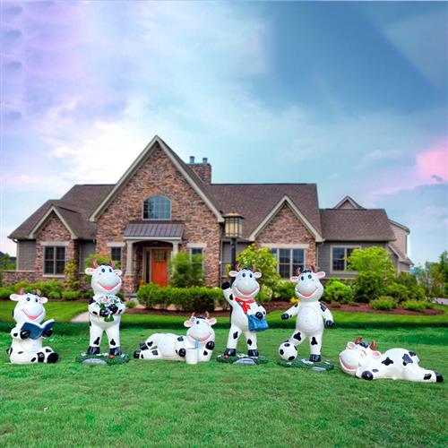 户外玻璃钢卡通奶牛雕塑园林景观学校读书装饰动物小品幼儿园摆件