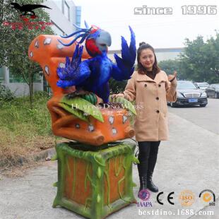 网红搞怪工艺品仿真动物机械模型电动鹦鹉可动可叫发声搞笑