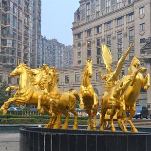 户外大型铸铜阿波罗战马战车八匹马铜雕广场小区门口雕塑厂家