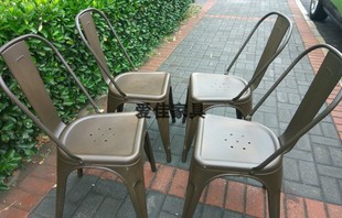 咖啡餐厅 爱佳家具 古铜铁皮椅 工业风金属椅 铁艺餐椅 创意铁椅