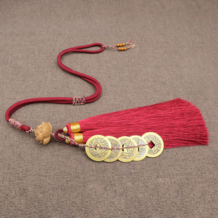 中大葫芦挂绳手工制作五帝钱双流苏家居挂饰高档葫芦绳DIY配件绳