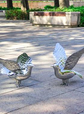 不锈钢镜面鸽子雕塑户外海鸥鸟动物摆件流水墙酒店售楼部玄关装饰