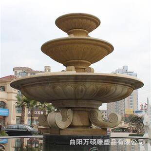 石雕喷泉雕塑定制户外庭院大型大理石流水石钵景观全套欧式喷水池