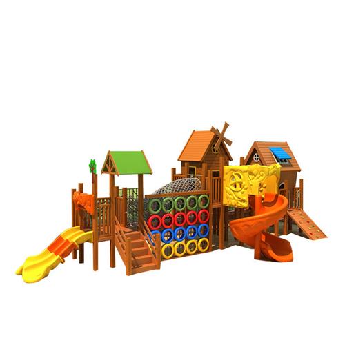 木质攀爬滑梯户外儿童感统训练玩具钻网荡桥攀岩墙小博士幼儿园