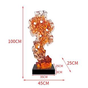 现代家居客厅玄关落地摆件透明树脂横向太湖石摆件别墅装饰艺术品