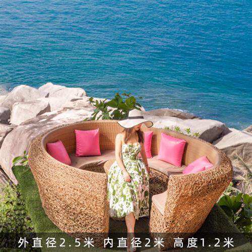 网红鸟巢卡座藤编树上鸟窝沙发造型打卡餐台景观民宿户外海边道具