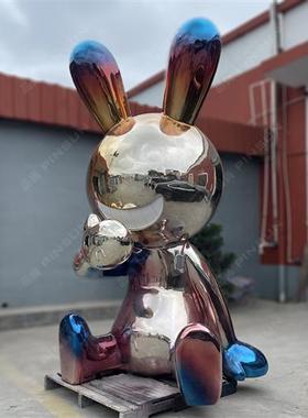 现代玻璃钢卡通兔子动物雕塑酒店会所大堂软装饰别墅美陈摆件定制