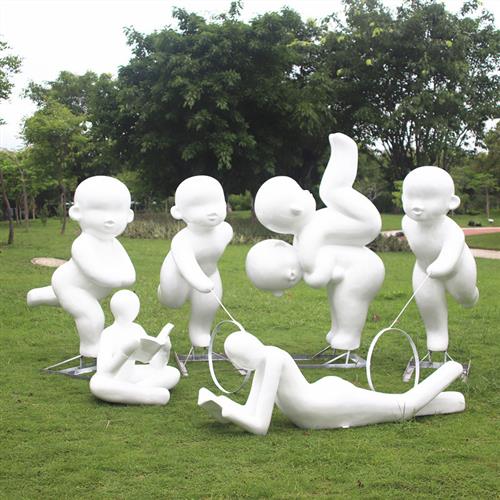 户外卡通雕塑摆件园林景观装饰庭院商场幼儿园美陈玻璃钢娃娃小品