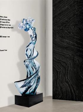 现代抽象透明树脂雕塑玄关大型落地摆件酒店样板间售楼处软装饰品