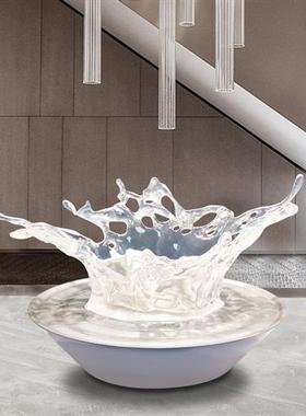 现代轻奢透明树脂落地浪花雕塑酒店售楼处样板间水滴吊饰装饰摆件