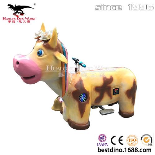 圣诞节新品动物恐龙儿童电动坐骑小车电瓶跑跑奶牛扫码玩具小车.
