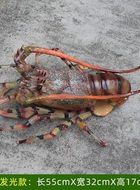 发光龙虾模型海鲜馆餐厅烧烤门头广告灯玻璃钢箱仿真螃蟹装饰雕塑