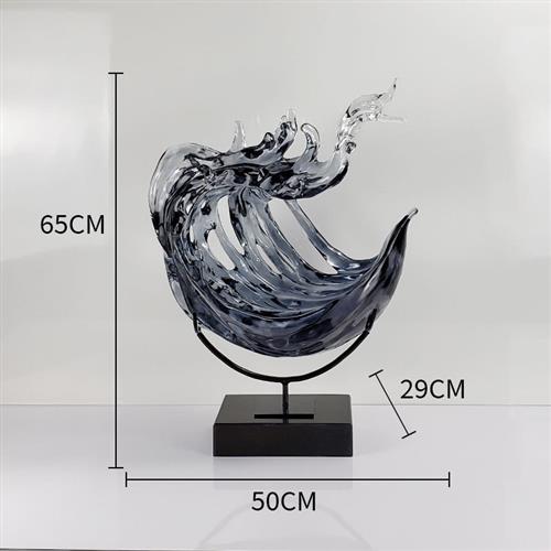 抽象艺术透明树脂水花水滴摆件客厅酒店设计师工艺品软装配饰雕塑