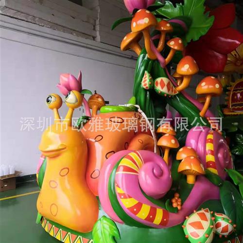 厂家大型户外玻璃钢FRP巡游花车商业宣传车动物彩车船舶花车