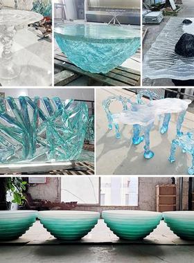 抽象创意玻璃钢雕塑定制环氧透明树脂大型落地摆件定做软装艺术品