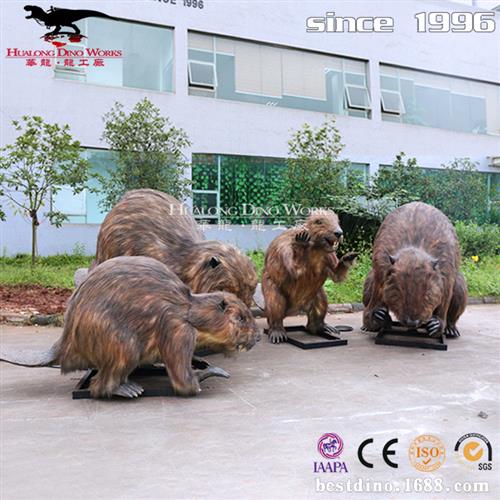 仿真河狸仿真动物电动模型公园景区展览参观商场互动厂家制作.