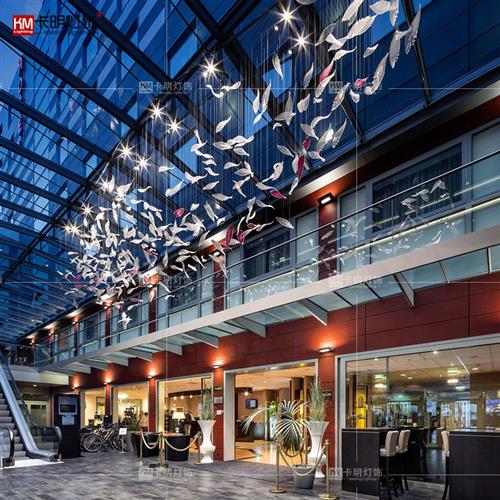 现货酒店大厅羽毛艺术水晶吊灯创意别墅复式楼电梯间羽毛装饰吊灯