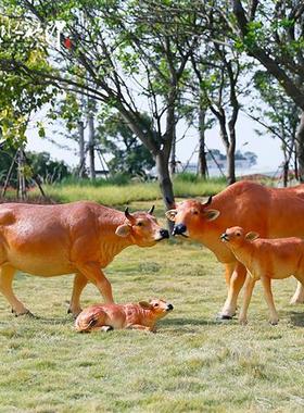 仿真牛雕塑水牛玻璃钢农耕动物大摆件牧童骑黄牛模型户外园林景观