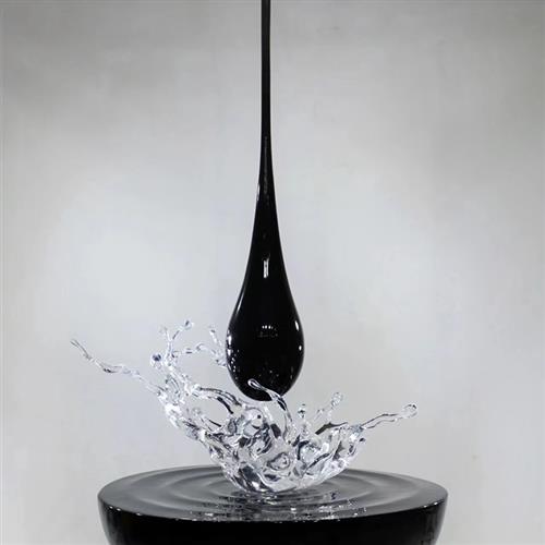 水滴吊顶装饰品不锈钢底座摆件酒店别墅大堂售楼处玻璃钢水滴雕塑