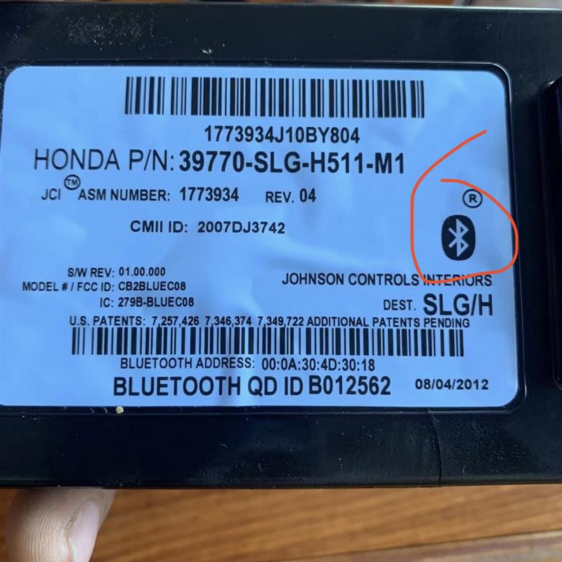 39770-SLG-H511-M1。本田奥德赛蓝牙电脑版原装拆车