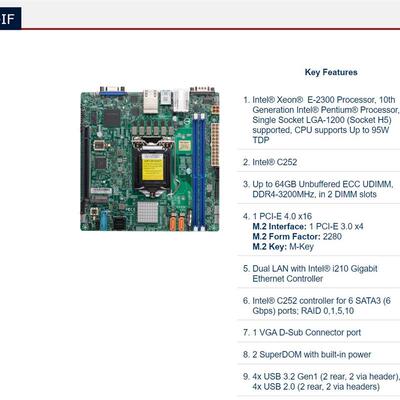 超微X12STL-F/X12STL-IF PCIE4.0,IPMI,双千兆,M.2,DDR4 3200