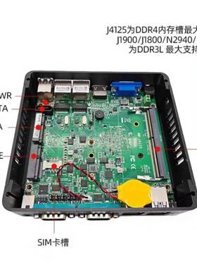 迷你工控主机双网双串N2840无风扇minipc低功耗J18001900系列