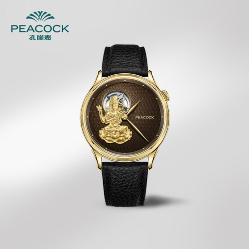 孔雀陀飞轮机械手表18K男表