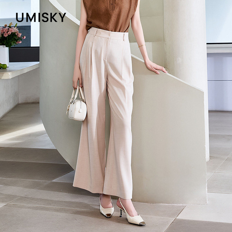 umisky优美世界专柜同款夏季气质高腰松弛感休闲阔腿裤SM1F2002图片
