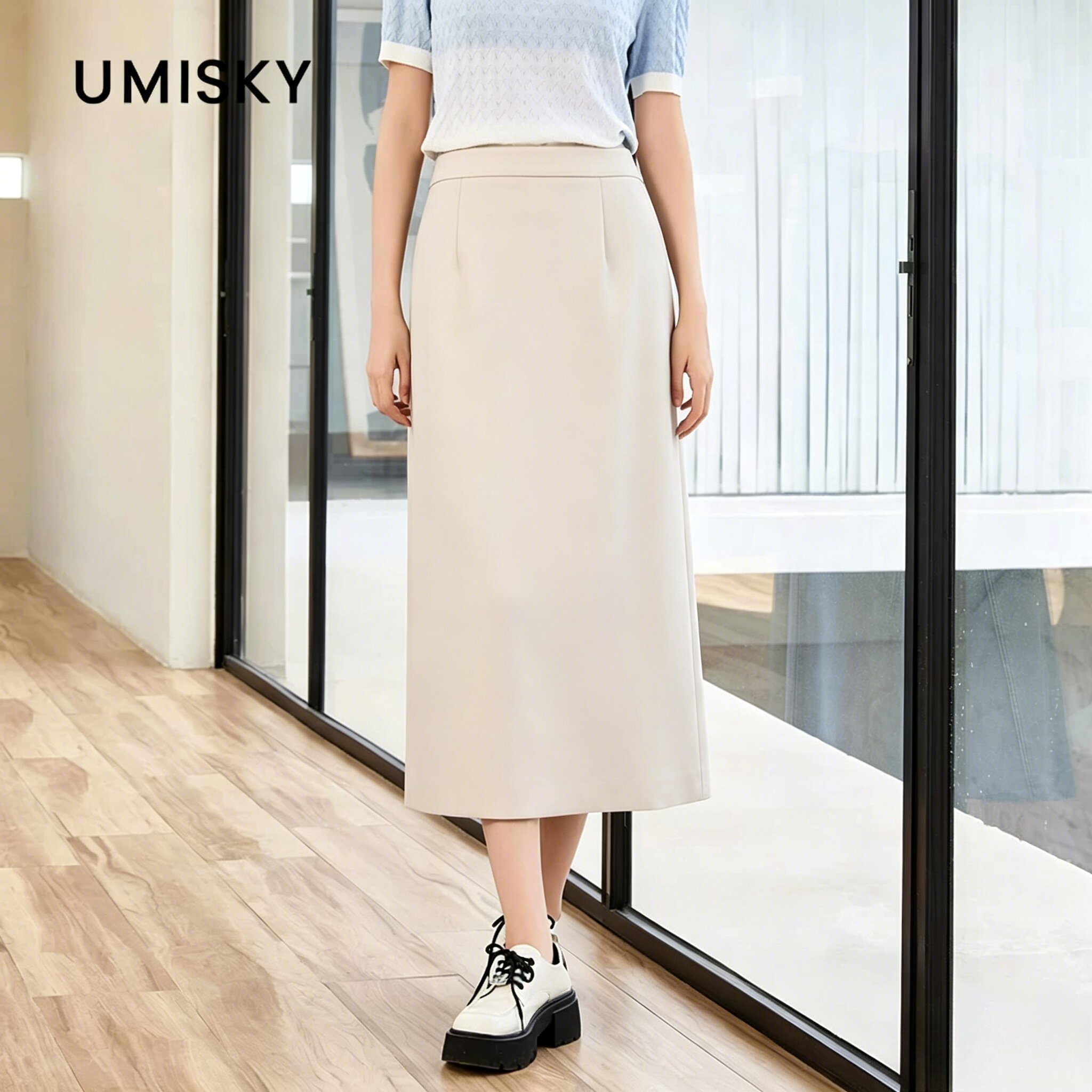 umisky优美世界专柜同款夏季优雅包臀半身裙SM2H1017图片