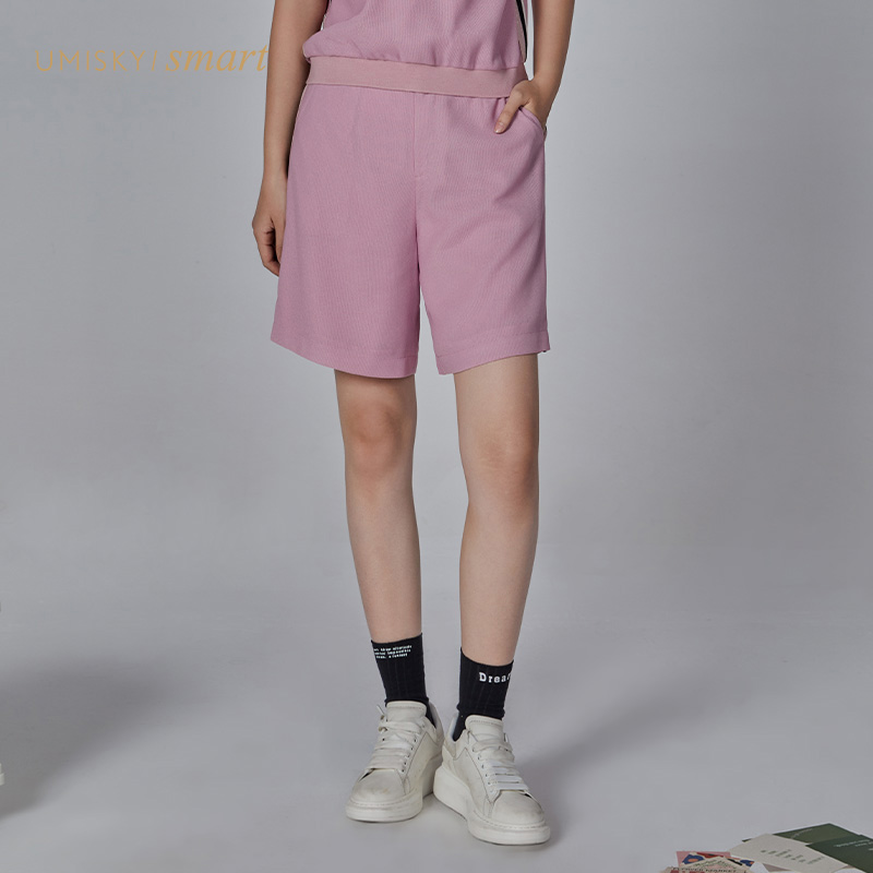 优美世界高腰直筒休闲短裤