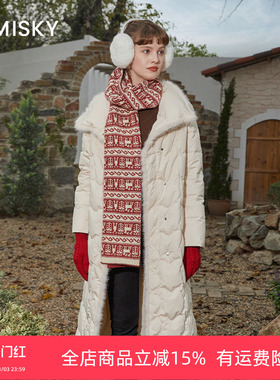 优美世界旗下芬岸女装冬季气质收腰中长保暖羽绒服XK4Y3211